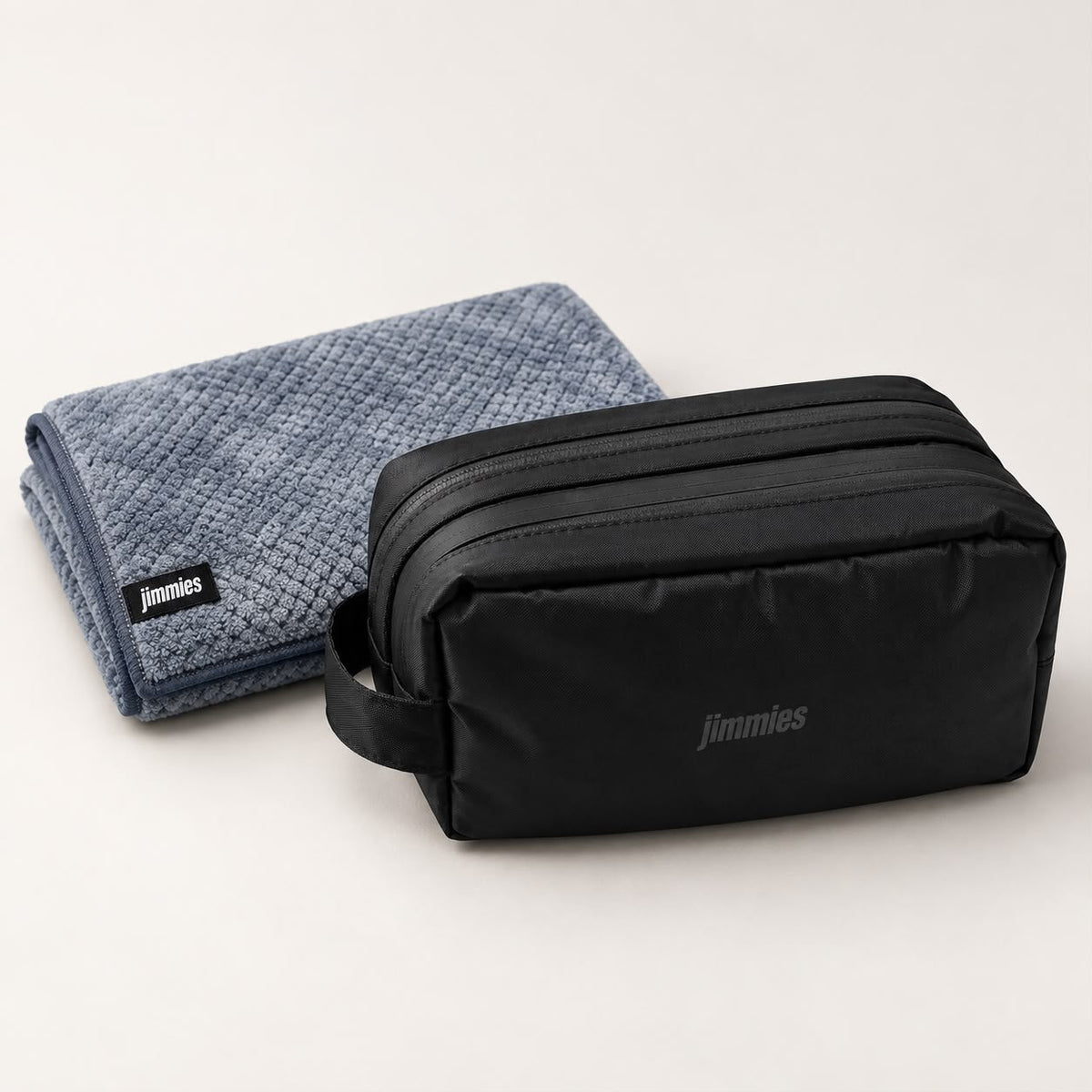Jimmies DryPack microfiber towel and SplitPack wet/dry organizer travel kit
